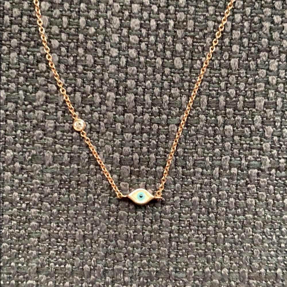 Sydney Evan evil eye necklace with single diamond